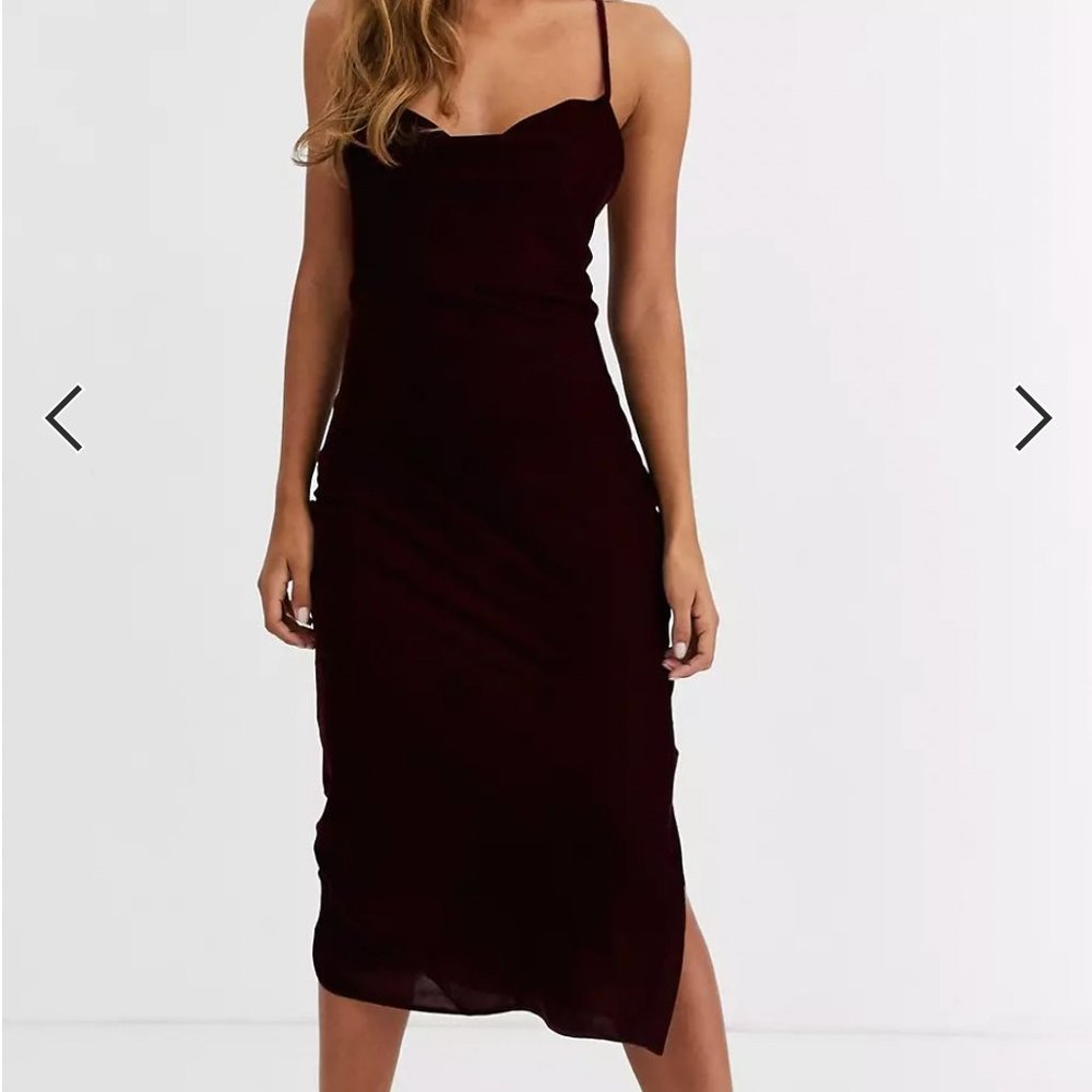 ASOS DESIGN Cami Midi Slip Dress - Red Velvet